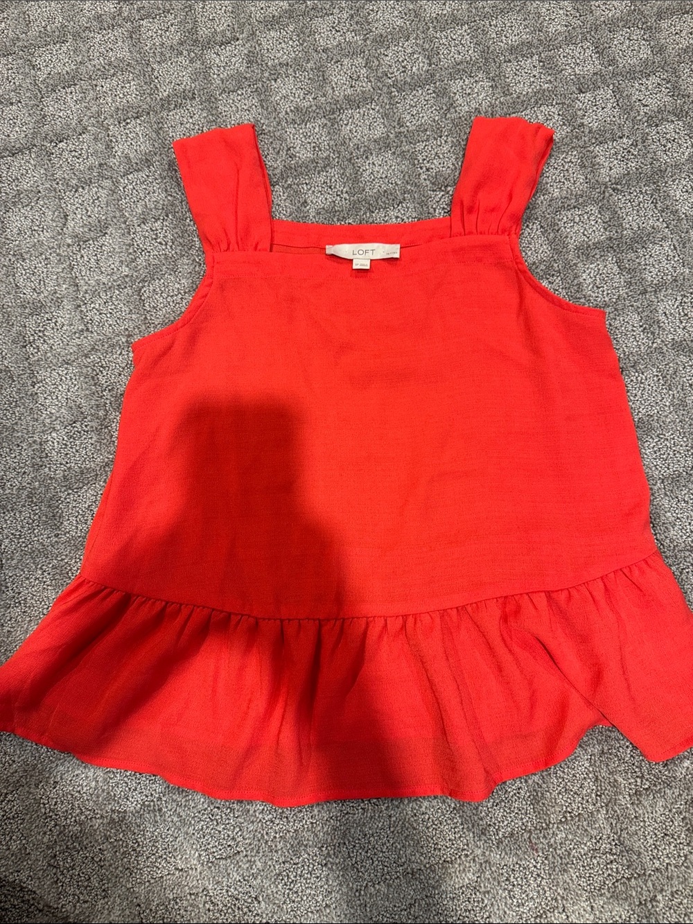 LOFT Red Sleeveless Ruffle Hem Tank